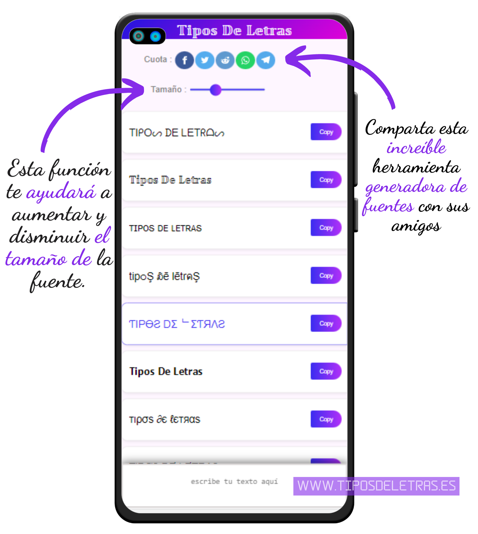 tipos de letras - cambiador de letras